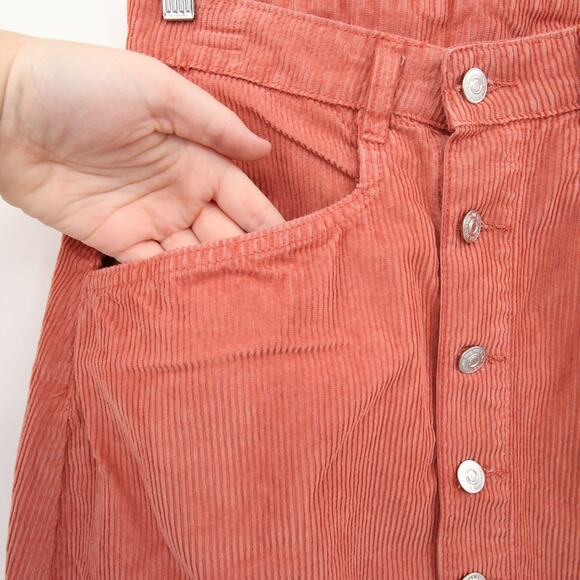 Free People Skirt Burnt Orange Corduroy Ray Cord Mini Button Front High Rise 6 - Picture 6 of 12